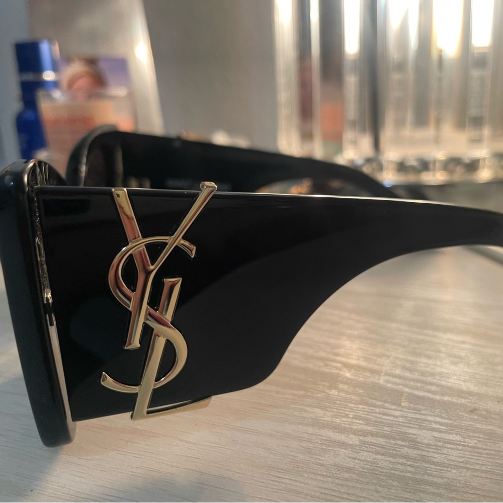 Yves Saint Laurent Blaze Black Sunglasses with Gold Logo